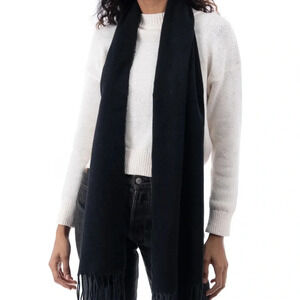 Style & Co Women's Solid Fringe-Trim Scarf Elegant Black Scarf for Women